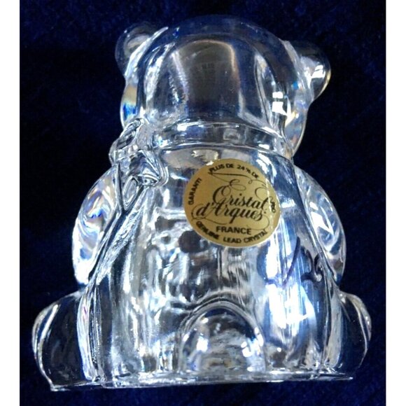 VTG Cristal D’Arques Teddy Mini Figurine Holding Flowers 24% Lead Sticker France - Picture 8 of 16
